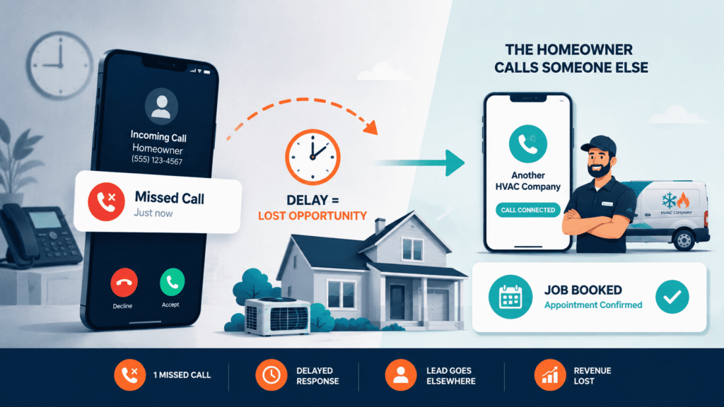 Missed HVAC service call showing how slow response can cost booked jobs